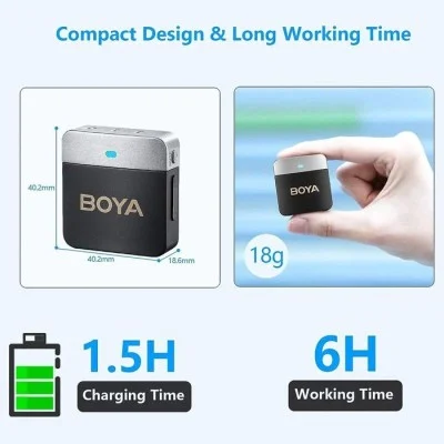 BOYA 2.4Ghz Wireless Micorphone with Ear-Return Monitoring function - Black